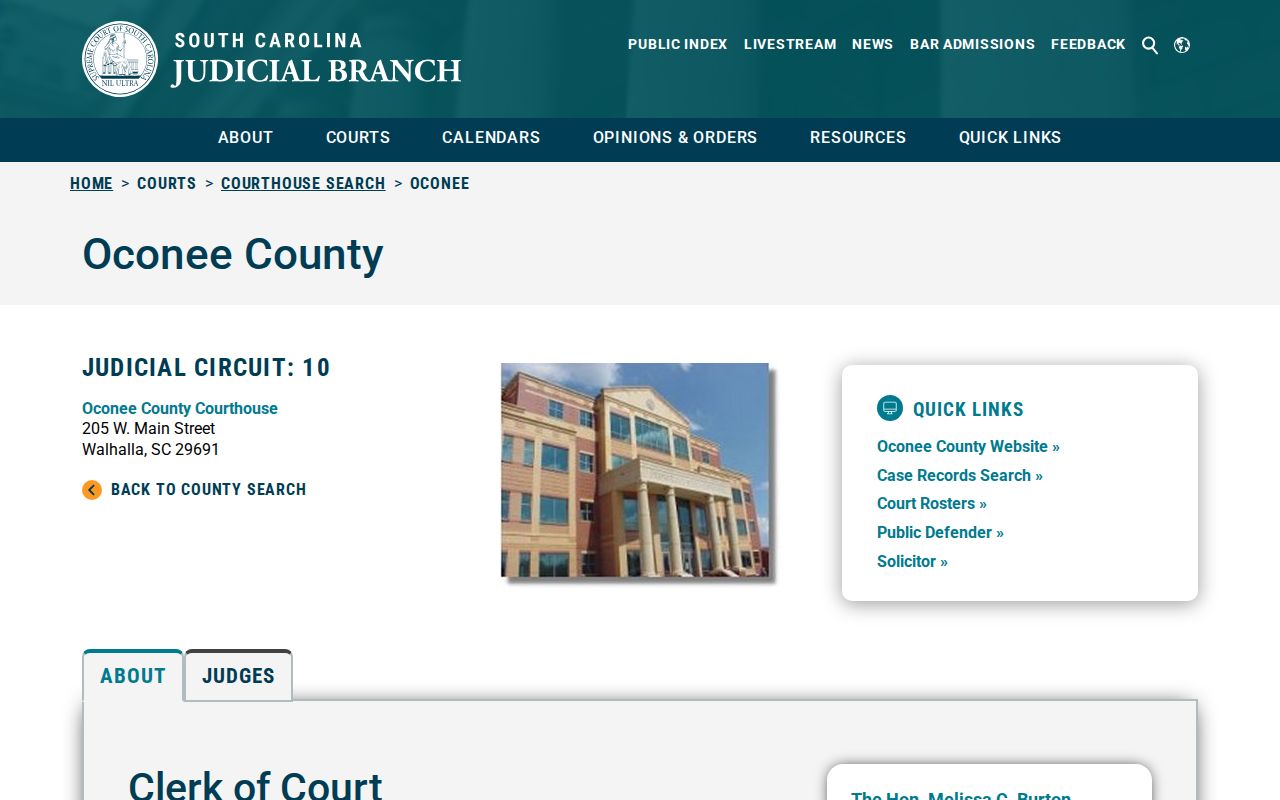 Oconee County warrant records reference showing official courthouse and court contacts