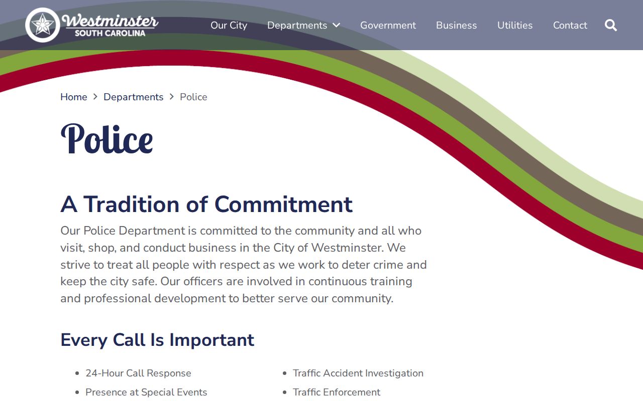 Westminster warrant records source showing the police department and public counter information