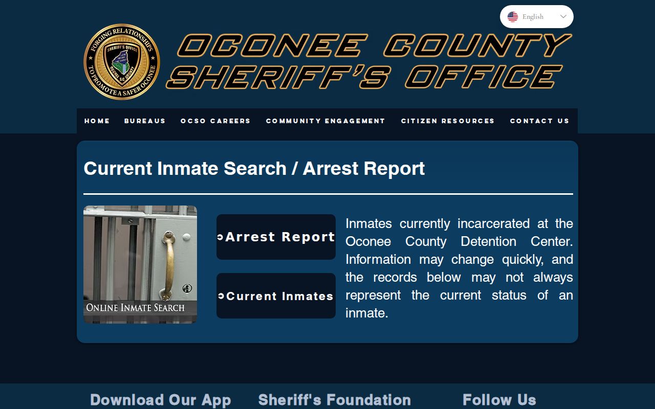 Oconee County warrant records reference showing the Sheriff’s separate arrest and inmate links